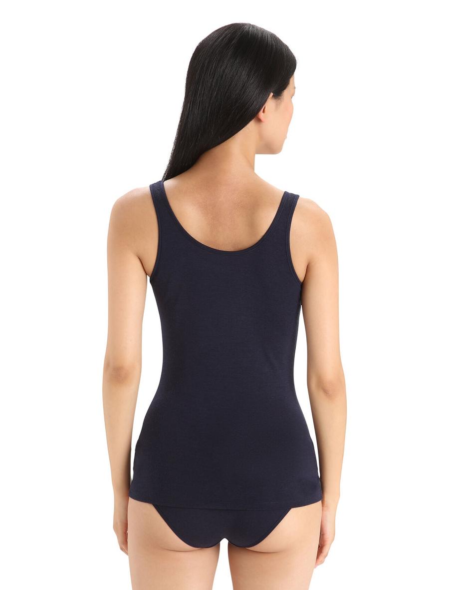 Midnight Navy Icebreaker Merino Siren Tank Top Women's Underwear | AU 1712ZUTG